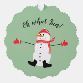 Oh, was Spaß Weihnachten Snowman Sage Green Ornament Karte