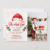 Oh, was Spaß Weihnachten Weihnachtsmannmütze Gebur Einladung (Vorderseite)