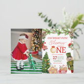Oh, was Spaß Weihnachten Winter ersten Foto Einladung (Stehend Vorderseite)
