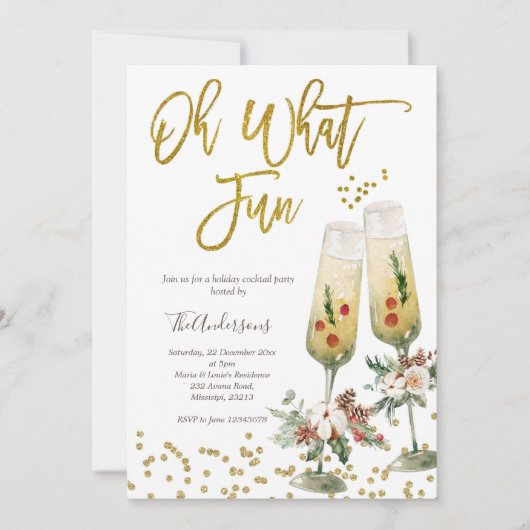 Oh, was Spaß Weihnachts-Cocktail-Party Einladung (Vorderseite)