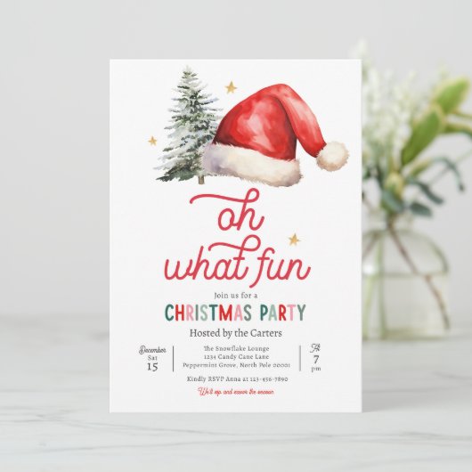 Oh, was Spaß Weihnachts-Cocktail-Party Einladung (Stehend Vorderseite)