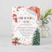 Oh, Was Spaß Weihnachts-Feiertag Party Einladung (Stehend Vorderseite)