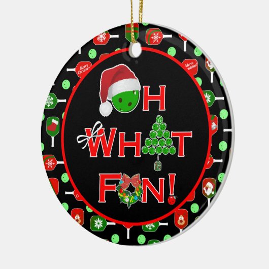 Oh, was Spaß Weihnachts Pickleball Paddles Black Keramik Ornament (Links)