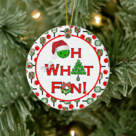 Oh, was Spaß Weihnachts Pickleball Paddles Keramik Ornament