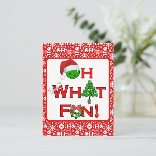 Oh, was Spaß Weihnachts-Pickleball-Party Postkarte (Stehend Vorderseite)