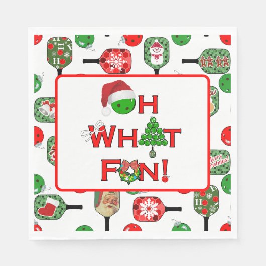 Oh, was Spaß Weihnachts Pickleball Rot und Grün Serviette (Vorderseite)