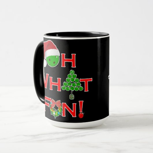 Oh, was Spaß Weihnachts-Pickleball Tasse (Vorderseite Links)