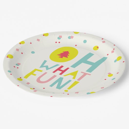 Oh, was Spaß Weihnachtsbaum farbenfrohe Confetti D Pappteller (Schrägansicht)