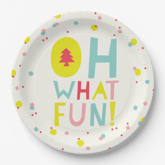 Oh, was Spaß Weihnachtsbaum farbenfrohe Confetti D Pappteller (Vorderseite)
