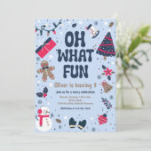 Oh, was Spaß | Weihnachtsfeier Einladung (Stehend Vorderseite)