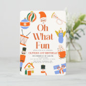 Oh, was Spaß Weihnachtsfeiertag 1. Geburtstag Einladung (Stehend Vorderseite)