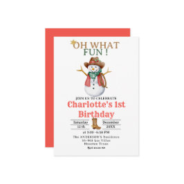 Oh, was Spaß Western Cowboy Weihnachten 1. Geburts Einladung