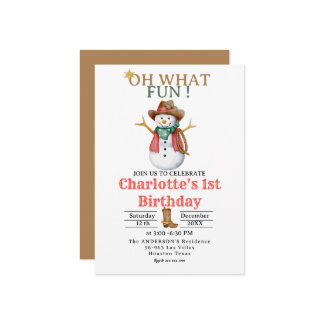 Oh, was Spaß Western Cowboy Weihnachten 1. Geburts Einladung