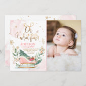 Oh, was Spaß Winter Onederland Sleigh 1. Geburtsta Einladung (Vorne/Hinten)