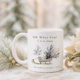 Oh, was Spaß Winter Sleigh Floral Foto Weihnachten Kaffeetasse