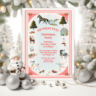 Oh, was Spaß Winter Village Szene Weihnachten Part Einladung