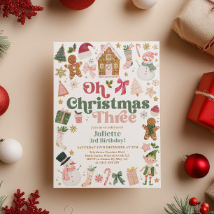 Oh Weihnachten Drei 3. Geburtstag Xmas Thema Festl Einladung