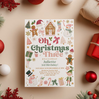 Oh Weihnachten Drei 3. Geburtstag Xmas Thema Festl Einladung