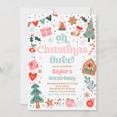Oh Weihnachten Drei Weihnachten 3. Geburtstag Part Einladung (Vorderseite)