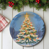 Oh Weihnachtsbaum Aquarell-Malerei Urlaub Pappteller
