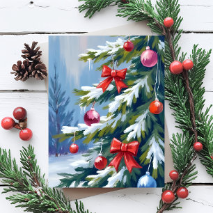 Oh Weihnachtsbaum-Aquarellmalerei Feiertagspostkarte