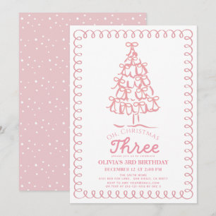 Oh Weihnachtsbaum Drei Rosa Schleifen 3. Geburtsta Einladung