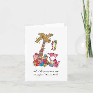Oh, Weihnachtsbaum-Flamingos Feiertagskarte