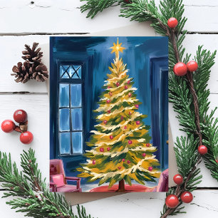 Oh Weihnachtsbaum Fröhliche Wasserfarbe Feiertagspostkarte
