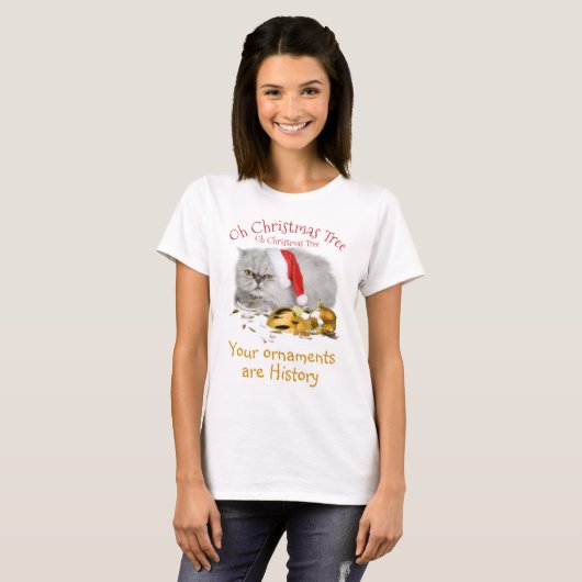 Oh Weihnachtsbaum Grumpy Kitty Cat T-Shirt (Vorne ganz)
