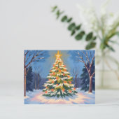 Oh Weihnachtsbaum Wasserfarbe Feiertagspostkarte (Stehend Vorderseite)