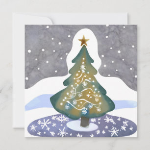 Oh Weihnachtsbaum   Wasserfarben Wintermalerei Feiertagskarte