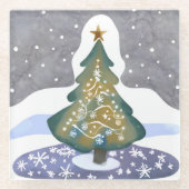 Oh Weihnachtsbaum | Wasserfarbene Winterfarbe Glasuntersetzer (Vorderseite)