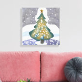 Oh Weihnachtsbaum | Wasserfarbene Winterfarbe Leinwanddruck (Insitu (Wohnzimmer))
