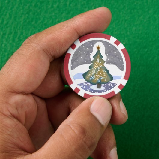 Oh Weihnachtsbaum | Wasserfarbene Winterfarbe Pokerchips (Hand)