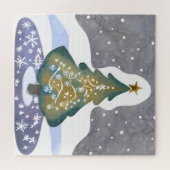 Oh Weihnachtsbaum | Wasserfarbene Winterfarbe Puzzle (Horizontal)
