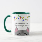Oh Weihnachtsbaumtabby-Katze u. Lichter Tasse (Links)