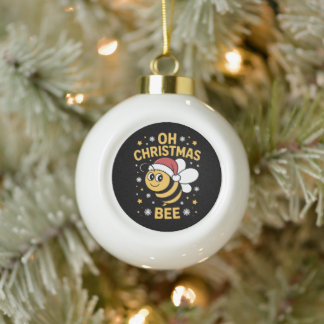 Oh Weihnachtsbiene Santa Hut Schneeflocken Sterne Keramik Kugel-Ornament