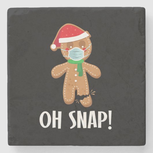 Oh, | Weihnachtsgingerbäckermaske Steinuntersetzer (Vorderseite)