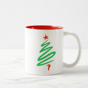 Oh Weihnachtsgrüne rote Baum-Tasse Zweifarbige Tasse