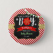 "Oh, welche Freude, es ist ein Junge!" Weihnachts- Button (Vorderseite)
