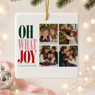 Oh Welche Freude Vier-Foto-Familien-Weihnachtsschm Keramikornament