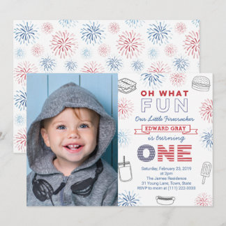 Oh What Fun 4. Juli American 1. Geburtstag Party Einladung