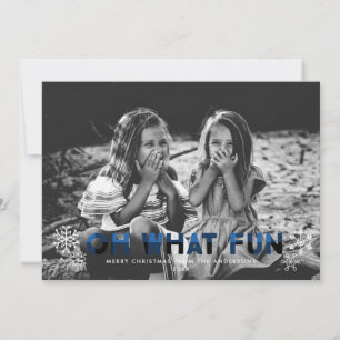 Oh What Fun Blue Buffalo Karierte Weihnachtskarte Feiertagskarte