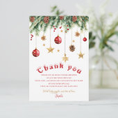 Oh What Fun Christmas Birthday Invitation Dankeskarte (Stehend Vorderseite)