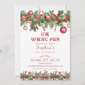 Oh What Fun Christmas Birthday Invitation Einladung