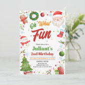 Oh What Fun Christmas Birthday Invitation Einladung (Stehend Vorderseite)
