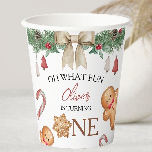 Oh What Fun Christmas Cookies 1st Birthday Paper Pappbecher