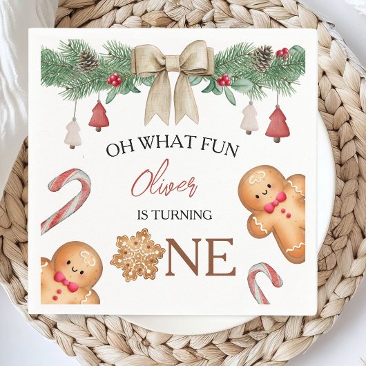 Oh What Fun Christmas Cookies 1st Birthday Serviette