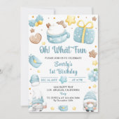 Oh What Fun Christmas Gnomes Birthday Party Einladung (Vorderseite)