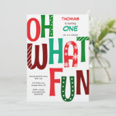 Oh what fun first birthday einladung (Stehend Vorderseite)